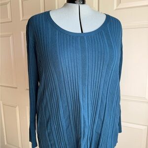 Lane Bryant Teal Ribbed Scoop-Neck Knit Lightweight Sweater Size 26/28